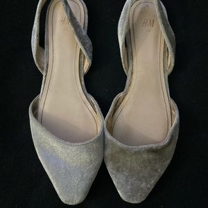 H&M Grey Velvet Sling Sandals
